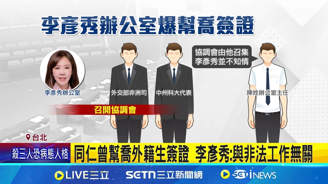 中州科大昔招外籍生打黑工 李彥秀辦公室爆幫喬簽證 同仁曾幫喬外籍生簽證 李彥秀:與非法工作無關 李彥秀主任喬簽證稱”老闆不知情” 綠委質疑管理缺失│新聞一把抓20250208│三立新聞台