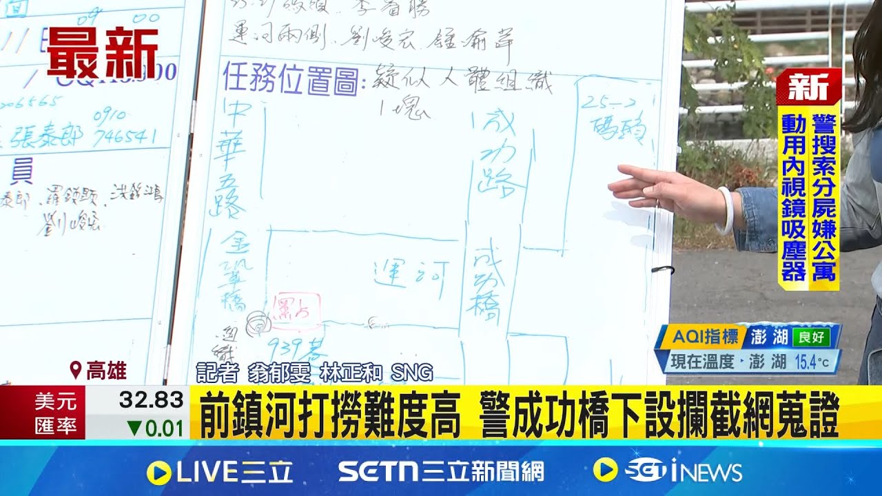 分屍案打撈DAY6 第三人”大嫂”尚待搜尋 前鎮河打撈難度高 警成功橋下設攔截網蒐證│記者 翁郁雯 林正和│新聞一把抓20250211│三立新聞台