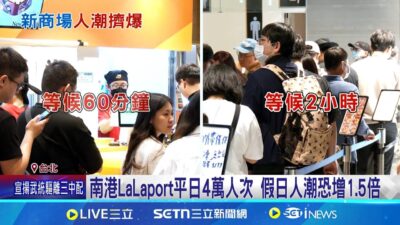 南港LaLaport首週末 美食街排爆"午餐變下午茶" 南港LaLaport平日4萬人次 假日人潮恐增1.5倍│記者 林芹瑜 蔡宇智 │新聞一把抓20250322│三立新聞台