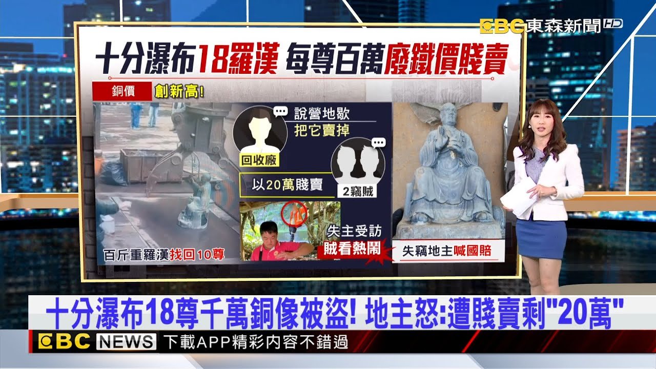 獨家》十分瀑布18尊千萬銅像被盜！ 地主怒：遭賤賣剩「20萬」 2025／03／26  【吳宇舒晚報】@newsebc
