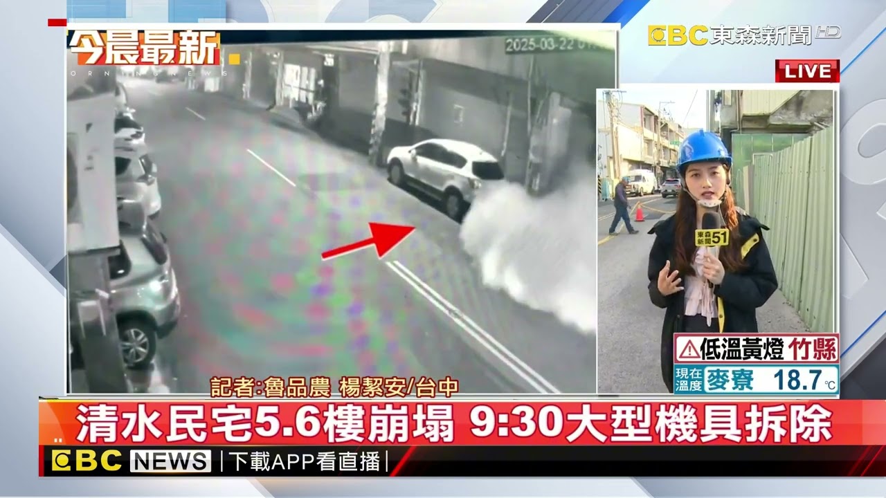 最新》清水民宅5、6樓崩塌 9：30大型機具拆除@newsebc