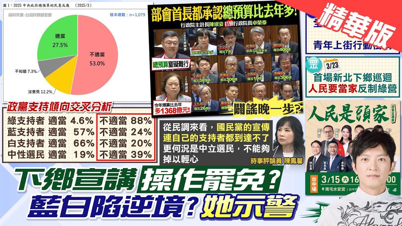 【簡至豪報新聞】刪總預算最新民調 “24%藍支持者”示警1事｜ 藍百場宣講反制綠 林沛祥:不能只有一種聲音 精華版 ‪@中天電視CtiTv‬