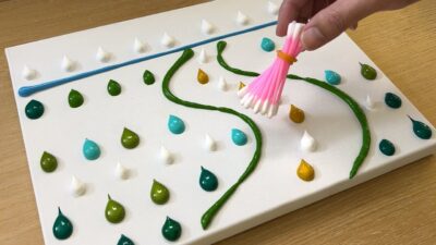 畫一條鄉村小路 / 簡單的壓克力畫 / 畫出腳印