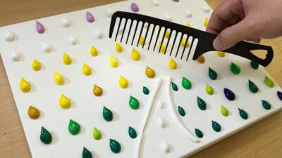 用梳子畫鄉間小路/丙烯畫