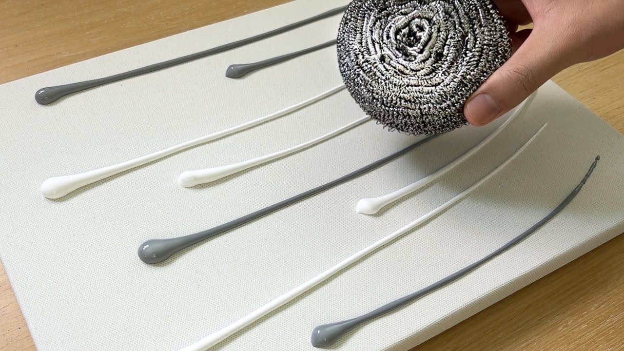 鋼絲球繪畫 / 如何畫樹葉 / 壓克力畫技法