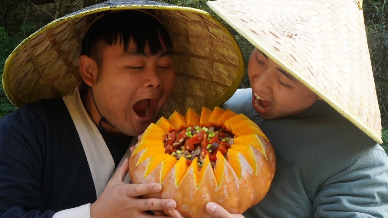 游侠松 | 户外美食之香喷喷的南瓜排骨饭 | Outdoor cooking pumpkin chop rice