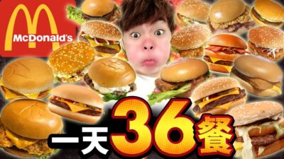 【大哭】挑戰一天36餐麥當勞漢堡生活！超嚴酷的挑戰讓劇情急轉直下只能下跪道歉。(大食い/먹방/Mukbang)