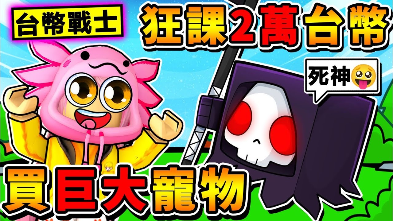 為了巨大寵物！我花了超多R幣！最後我能成功買到【HUGE死神】嗎？台幣戰士，從Noob瞬間變【寵物之神】！Pet Simulator X【Roblox 機械方塊】！全字幕