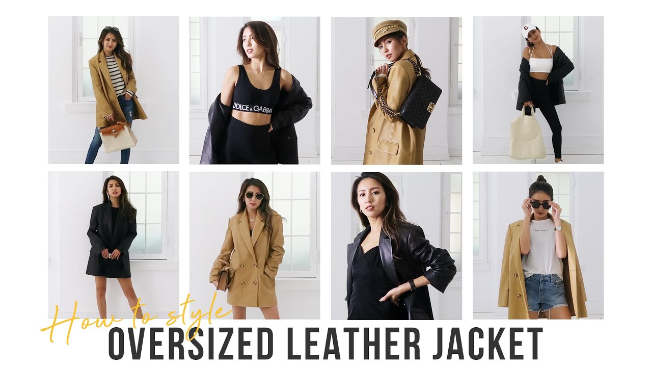 Oversized 西裝外套搭配技巧！How to style oversized leather jacket?♥ Nancy